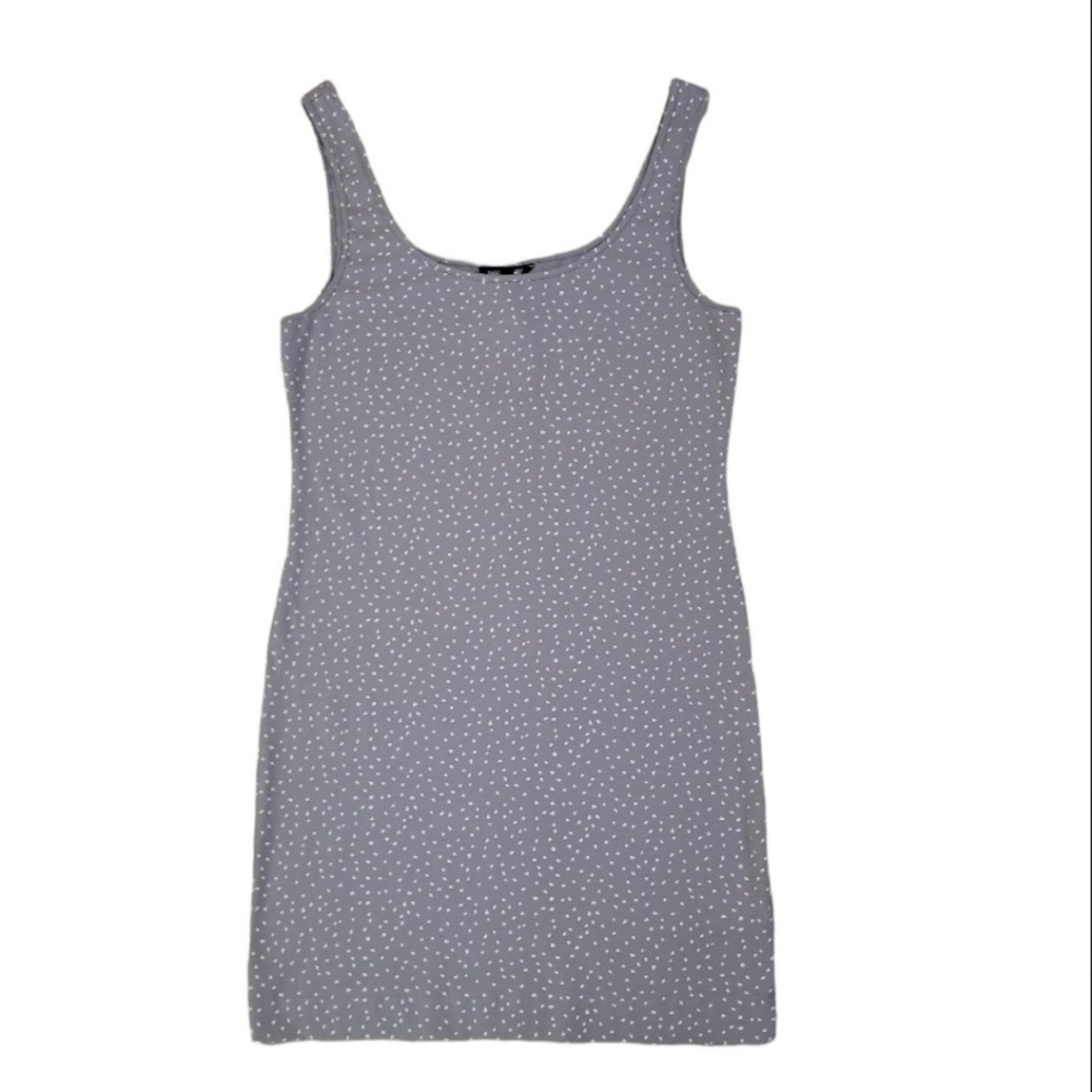 H&M Gray Bodycon White Polka Dot Dress Size Medium NEW